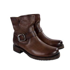 Frye Veronica Bootie Buckle Moto Boots Womens Size 6 M Brown Burnished Leather